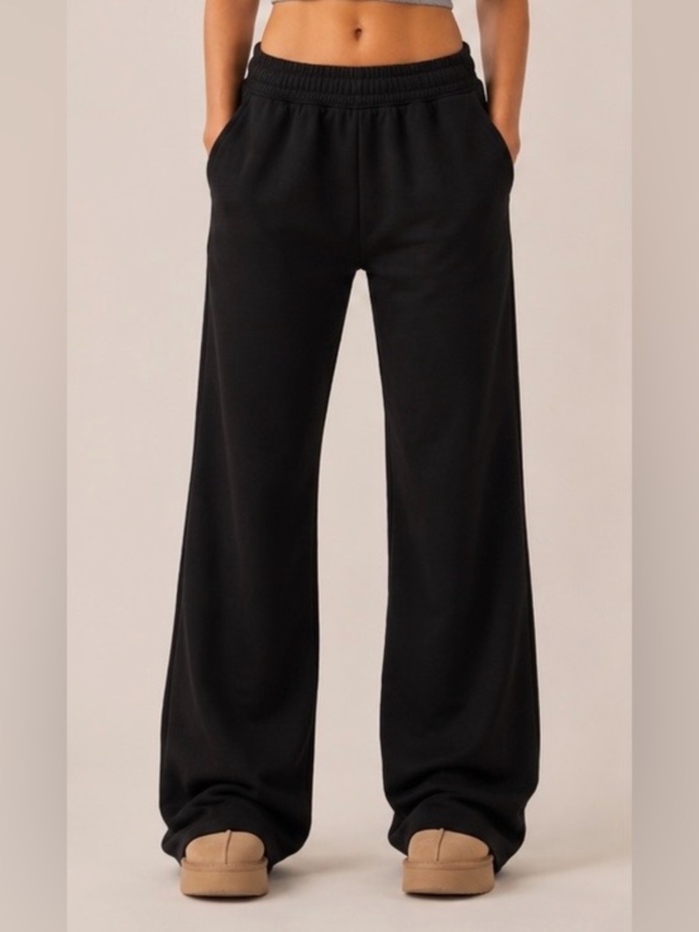 Black Wide-Leg Lounge Pants